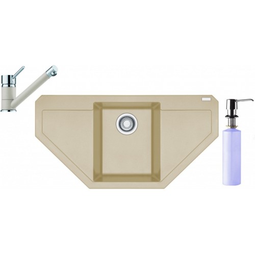 Franke SET G87 granitový drez MRG 612 E sahara + batéria FC 7477 sahara + dávkovač FD 300