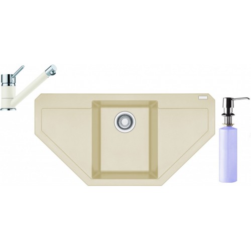 Franke SET G87 granitový drez MRG 612 E vanilka + batéria FC 7477 vanilka+dávkovač FD 300