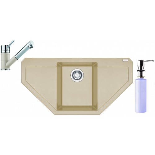 Franke SET G88 granitový drez MRG 612 E sahara + batéria FC 7486 + dávkovač FD 300