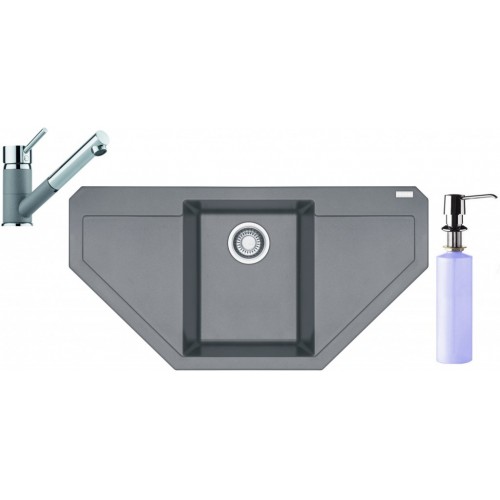 Franke SET G88 granitový drez MRG 612 E sivý kameň + batéria FC 7486 + dávkovač FD 300 Franke SET G88 granitový drez MRG 612 E sivý kameň + batéria FC 7486 + dávkovač FD 300