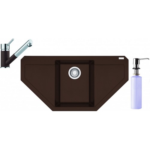 Franke SET G88 granitový drez MRG 612 E tmavo hnedá + batéria FC 7486 + dávkovač FD 300