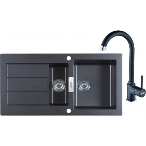 FRANKE SET T28 tectonitový drez SID 651 čierny + batéria FP 9900 čierna 114.0366.035