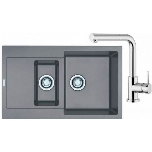 Franke SET G12 granitový drez MRG 651-78 sivý kameň + batéria chróm FN 0147 114.0253.368