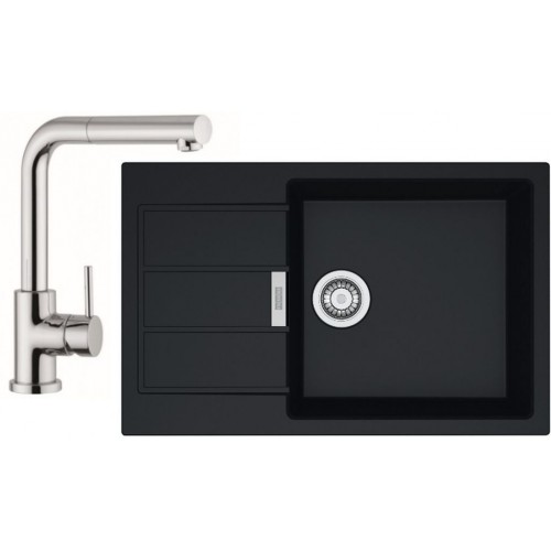 Franke SET T55 tectonitový drez SID 611-78 / 45 BB čierna + batéria FN 0147.031 chróm