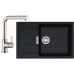 Franke SET T55 tectonitový drez SID 611-78 / 45 BB čierna + batéria FN 0147.031 chróm