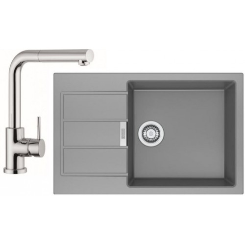 Franke SET T55 tectonitový drez SID 611-78 / 45 BB sivá + batéria FN 0147.031 chróm Franke SET T55 tectonitový drez SID 611-78 / 45 BB sivá + batéria FN 0147.031 chróm