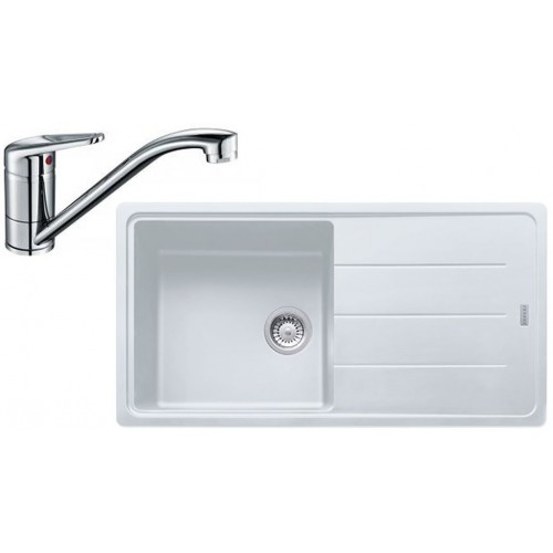 Franke SET G133 granitový drez BFG 611 biela ľad + batéria FC 9541.031 chróm