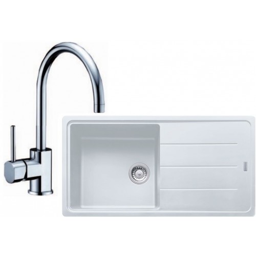 Franke SET G134 granitový drez BFG 611 biela ľad + batéria FC 650.031 chróm