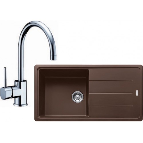 Franke SET G134 granitový drez BFG 611 tmavo hnedá + batéria FC 650.031 chróm