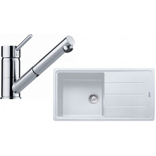 Franke SET G136 granitový drez BFG 611 biela ľad + batéria FG 7486.031 chróm