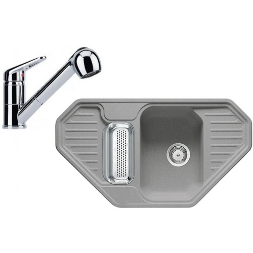 Franke SET G146 granitový drez EGF 682 E sivý kameň + batéria FC 9547.031 chróm