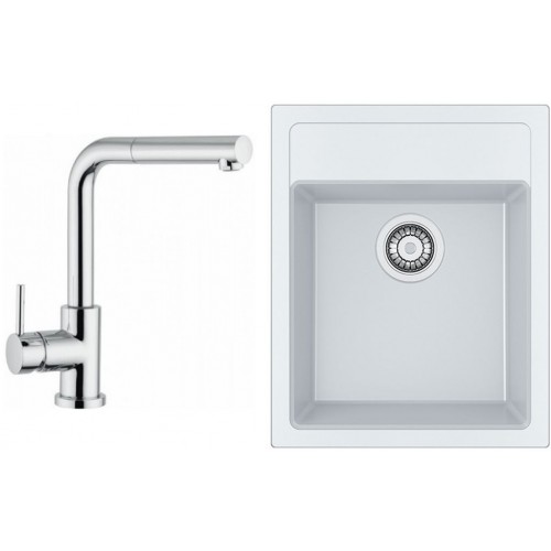 Franke SET T51 tectonitový drez SID 610-40 biela + batéria FN 0147.031 chróm