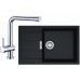 Franke SET T54 tectonitový drez SID 611-78 / 45 BB čierna + batéria Samoa chróm