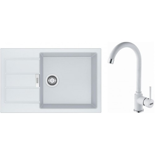 Franke SET T57 tectonitový drez SID 611-78 / 45 BB biela + batérie FP 9400 biela