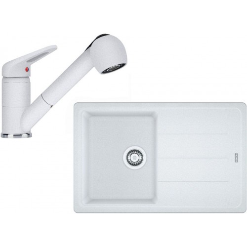Franke SET G57 granitový drez BFG 611-78 biely ľad +batéria FC 9547 biela ľad 114.0323.913