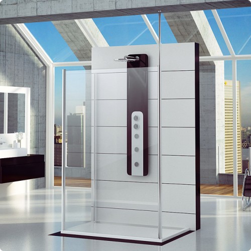 RONAL FUDT Fun doplnková bočná stena v 90 °, 100cm, aluchrom / línie FUDT10005051