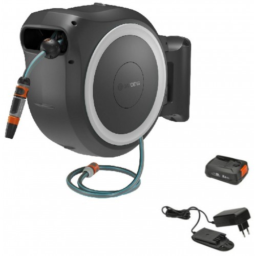 GARDENA PowerRoll XXL Nástenný box na hadicu – sada 40m ( 1x2,5Ah/18V) biely, 18647-20