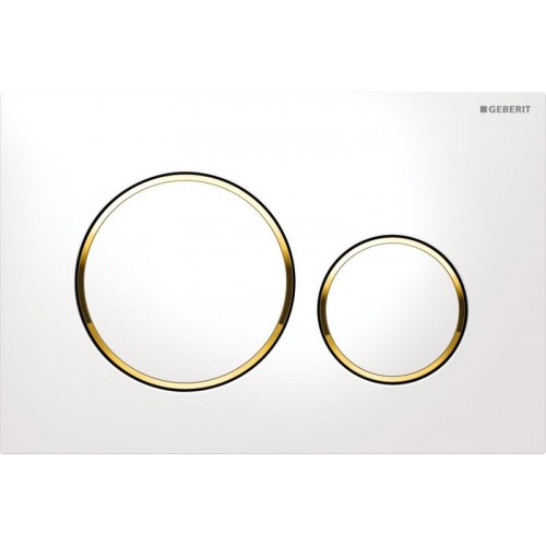 GEBERIT - SIGMA 20 dvojčinné tlačidlo, biela/pozlátená/biela, plast 115.882.KK.1