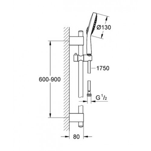 GROHE Power & Soul Cosmopolitan 130 sprchová súprava, chróm 27734000