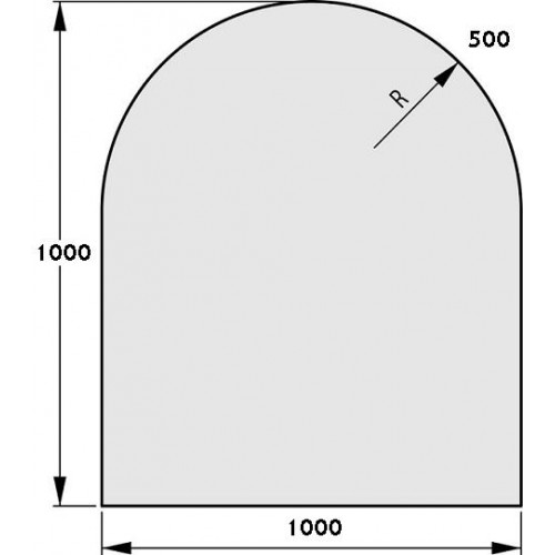 HAAS + SOHN Sklo pod kachle 1000/1000, R500 mm, formát C 1115910200000