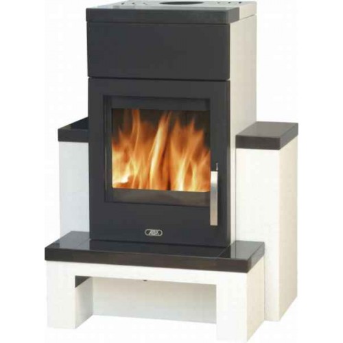 ABX Hamar 5614-7 krbové kachle na drevo, čierny plech+kachle coffe bone, vrátane hornej do