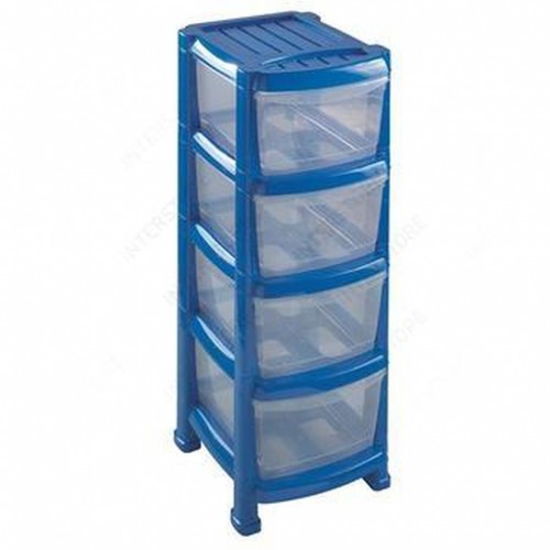 HEIDRUN Regálik so štyrmi zásuvkami úzky modrý 1521