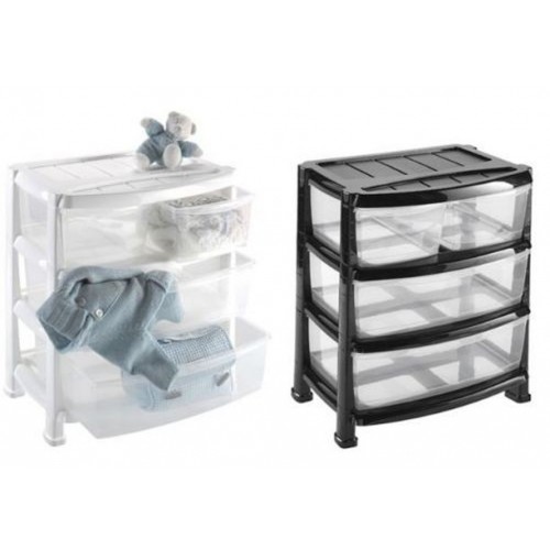 HEIDRUN Regálik s tromi zásuvkami široký čierny 1525