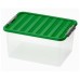 HEIDRUN Box úložný s vekom, 26 x 52 x 36,5 cm, 38 l, transparentná / zelená 1605