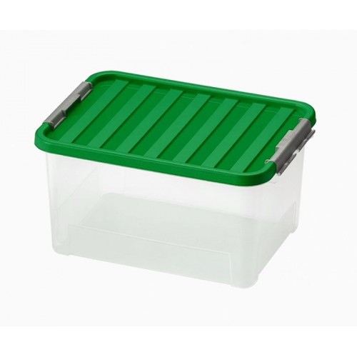 HEIDRUN Box s vekom 25l, 23 x 44 x 31 cm, transparentná / zelená 1670