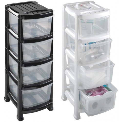 HEIDRUN Regálik so štyrmi zásuvkami úzky čierny 1521