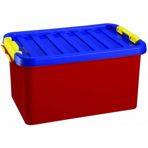 VÝPREDAJ HEIDRUN Box úložný s vekom KIDS,16x34x23cm, 8 l, modrá / červená / žltá,BEZ VIEKA