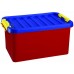 VÝPREDAJ HEIDRUN Box úložný s vekom KIDS,16x34x23cm, 8 l, modrá / červená / žltá,BEZ VIEKA