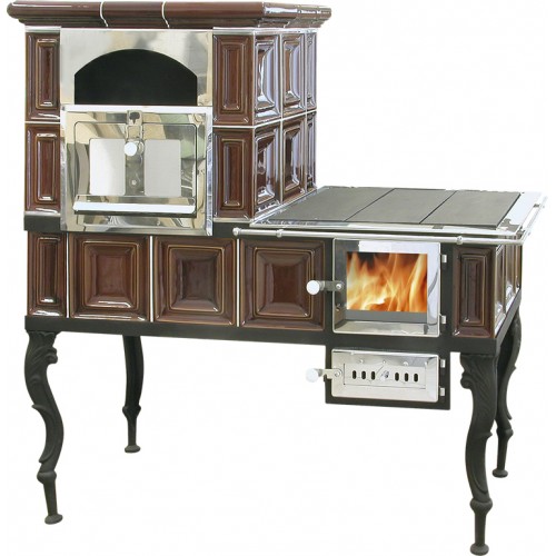 ABX Kachľový sporák veľký na uhlie a drevo, ľavý, zelená ABX Kachľový sporák veľký na uhlie a drevo, ľavý, zelená