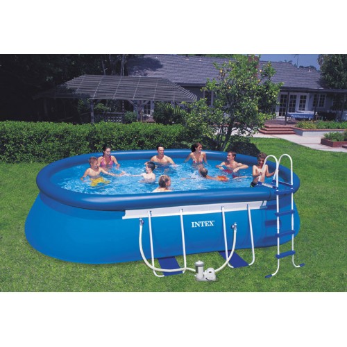 INTEX Bazén Frame Set ovál, 6,1 x 3,66 x 1,22 m, kartušová filtrácia a schodíky 128194
