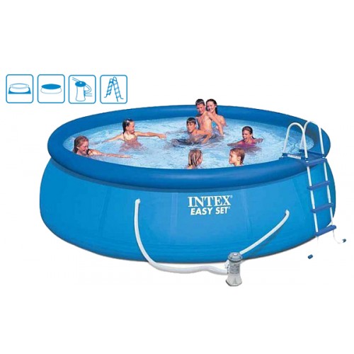 INTEX Bazén Easy Set Pool 457 x 122 cm, s kartušovou filtráciou a schodíky 28168GN