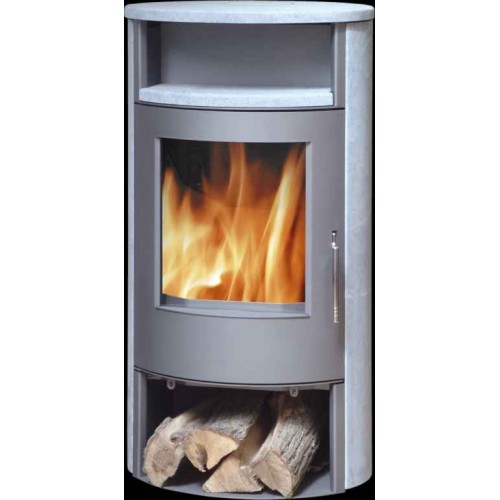 ABX Island 7 Aqua, krbové kachle na drevo s teplov. vým., čierny plech + cream, vr. h dosk