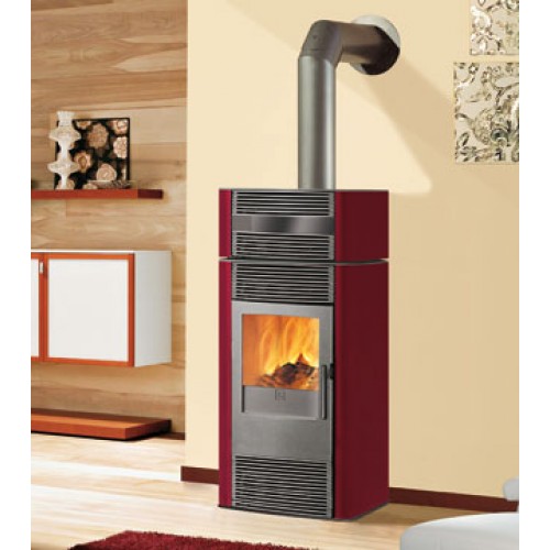 EDILKAMIN JAZZ teplovzdušná krbové kachle na drevo s ohrievačom pokrmov, bordó 641810