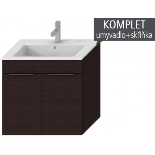 Jika CUBE Skrinka s umývadlom 65x43cm, s 2 dverami, tmavý dub H4536011763021 Jika CUBE Skrinka s umývadlom 65x43cm, s 2 dverami, tmavý dub H4536011763021