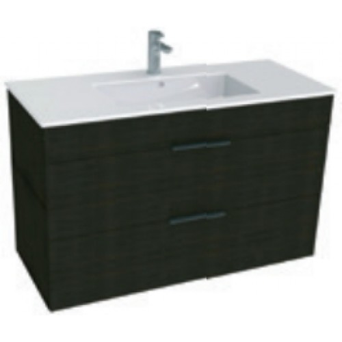 Jika CUBE Skrinka s umývadlom 100x43cm, s 2 zásuvkami, tmavý dub H4536521763021