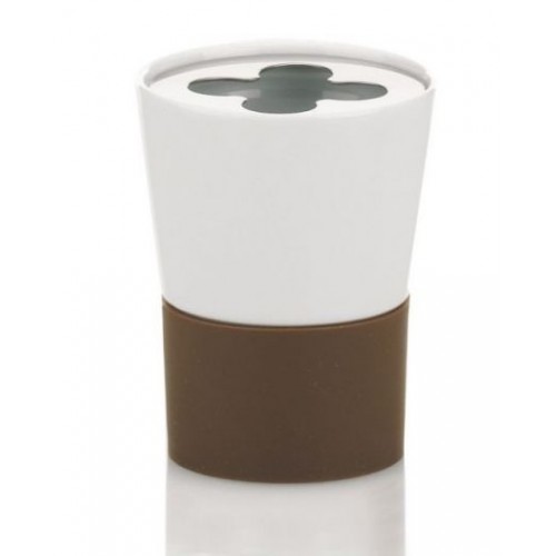 KELA Držiak na zubnú kefku PIANO keramika / hnedý silikón KL-18896