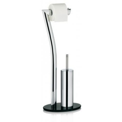 KELA Toaletná WC sada SEVEN, vysoko kvalitná oceľ, lesklá, čierne sklo KL-21882