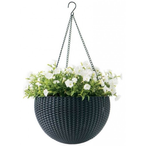 KETER HANGING SPHERE kvetináč závesný 35 x 35 cm, ratan, antracit 17199246