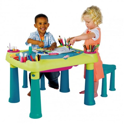 BAZÁR KETER CREATIVE PLAY TABLE Set, zelená/tyrkysová 17184184 POŠKODENÝ OBAL!!