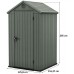 KETER DARWIN 4 x 4 záhradný domček, 125,8 x 116,37 x 205 cm, zelený 17212741
