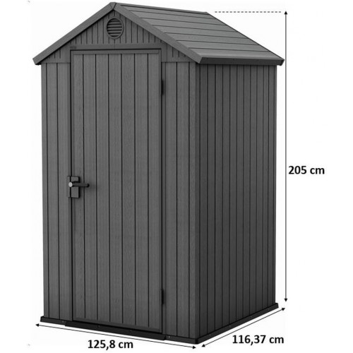 KETER DARWIN 4 x 4 záhradný domček, 125,8 x 116,37 x 205 cm, sivý 17212741
