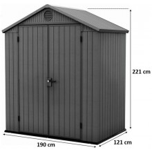 KETER DARWIN 6 x 4 záhradný domček, 190 x 121 x 221 cm, sivý 17210351