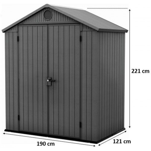 KETER DARWIN 6 x 4 záhradný domček, 190 x 121 x 221 cm, sivý 17210351