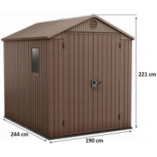 KETER DARWIN 6 x 8 záhradný domček, 190 x 244 x 221 cm, hnedý 17210355