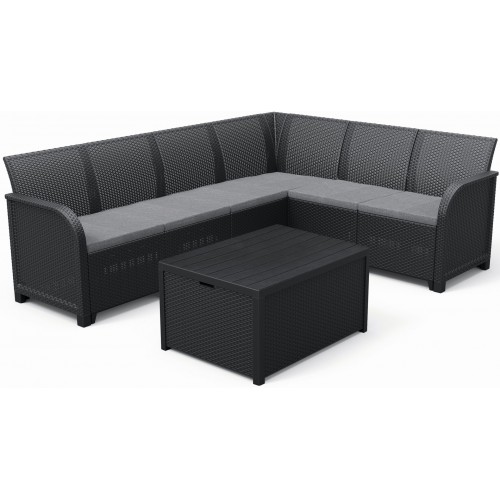 KETER ROSALIE 6 SEATER CORNER Set záhradný s úložným stolom, grafit/sivá 17210762