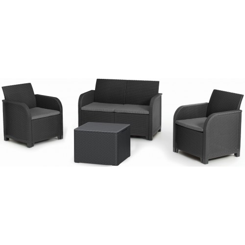 KETER ROSALIE Set záhradný s úložným stolom, grafit/sivá 17212058